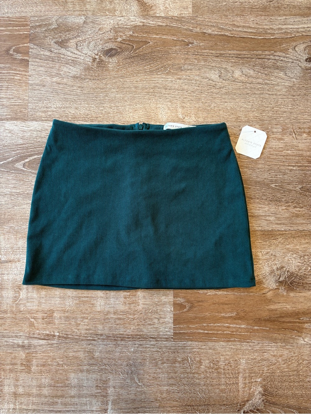 Altar’d state Forest Green Ribbed Mini Skirt